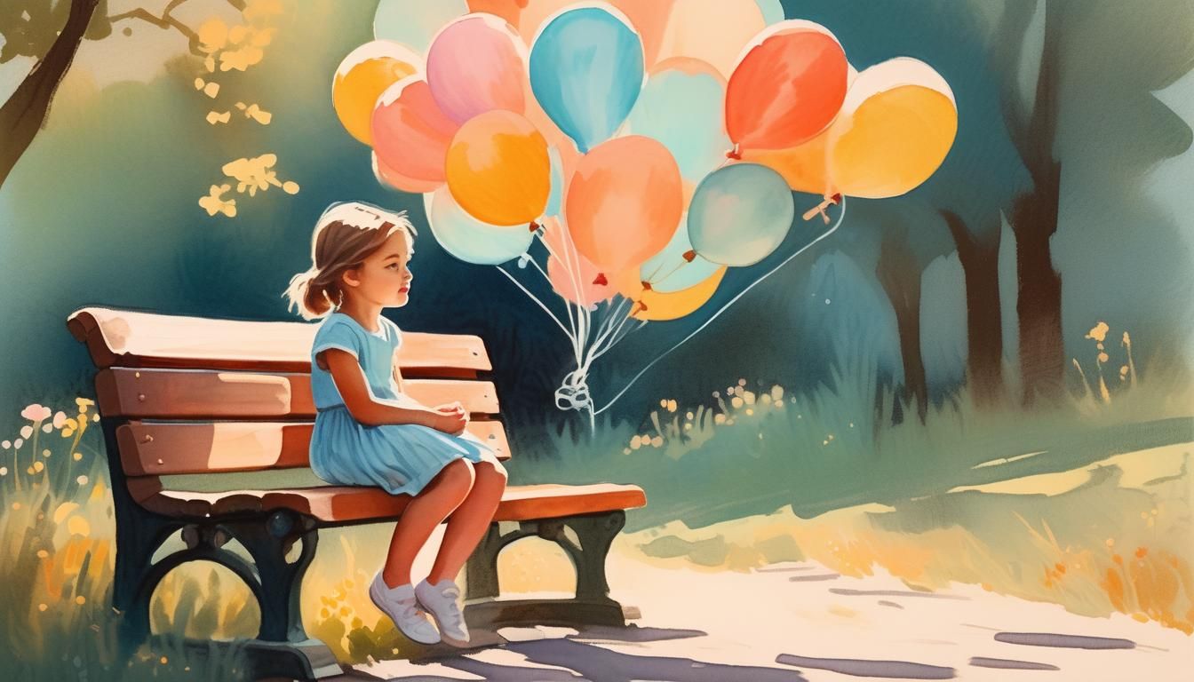 Little Girl in Dreamy Gouache Illustration