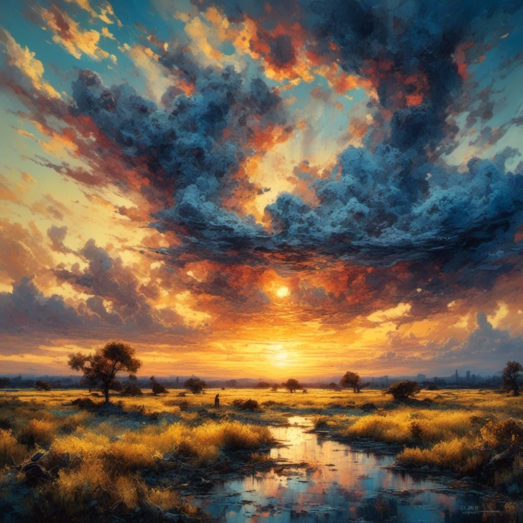 Vibrant Sunrise Landscape in Super-Hyperrealism