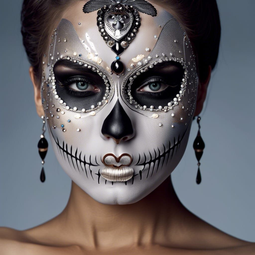 La Calavera Catrina Portrait in Realistic Makeup