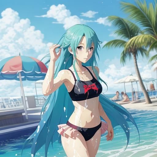 Surreal Anime Beach Scene