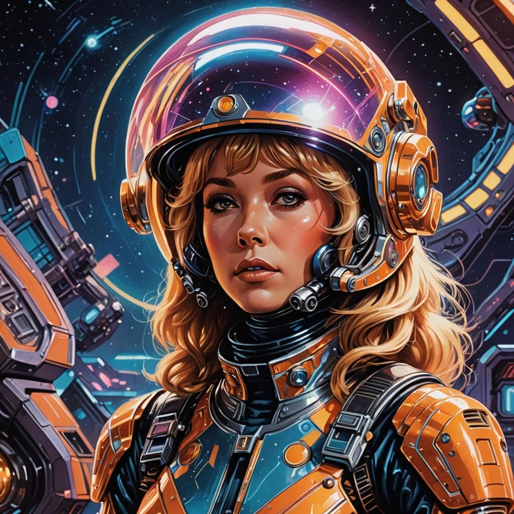 Angelique Pettyjohn in Cyberpunk Space Suit with Neon Accent...