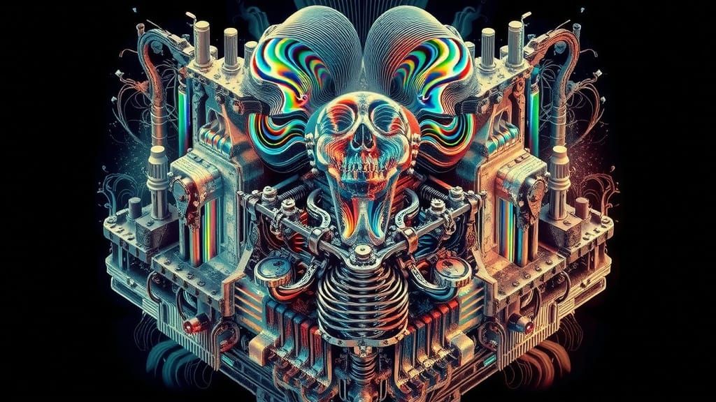 Vintage 1950s X-Ray Illusion Art with Prismatic Effects