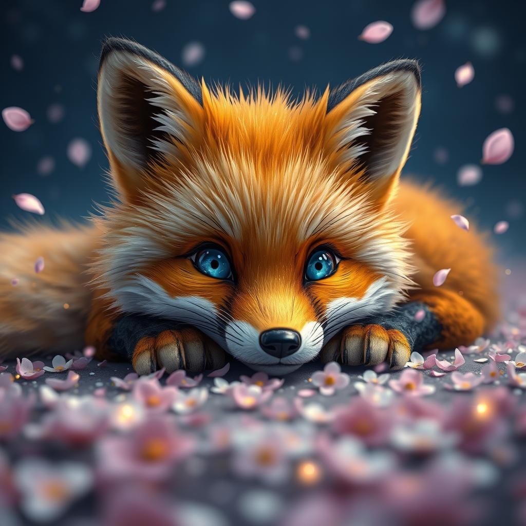 Enchanted Fox in Whimsical Garden Scene
