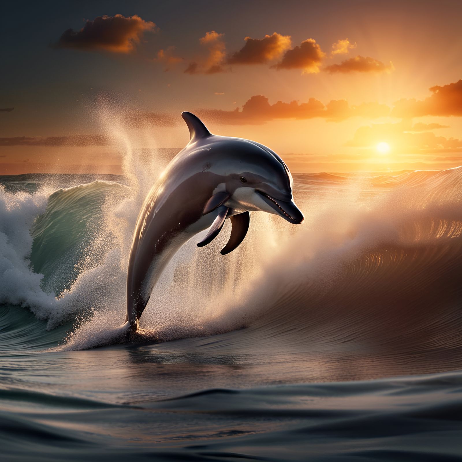 Stunning Dolphin Leaps into Sunset Majesty