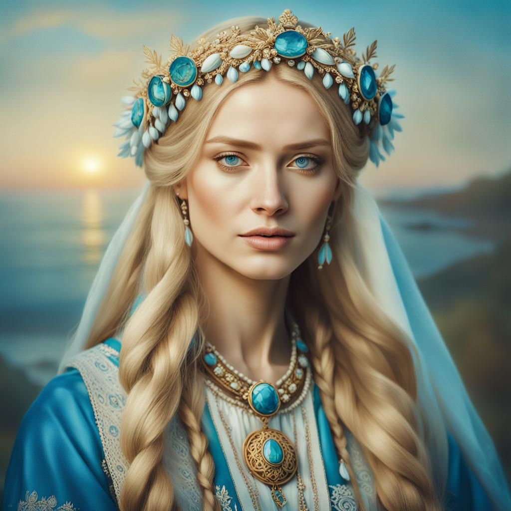 Ethereal Russian Princess in Slavic Renaissance Attire