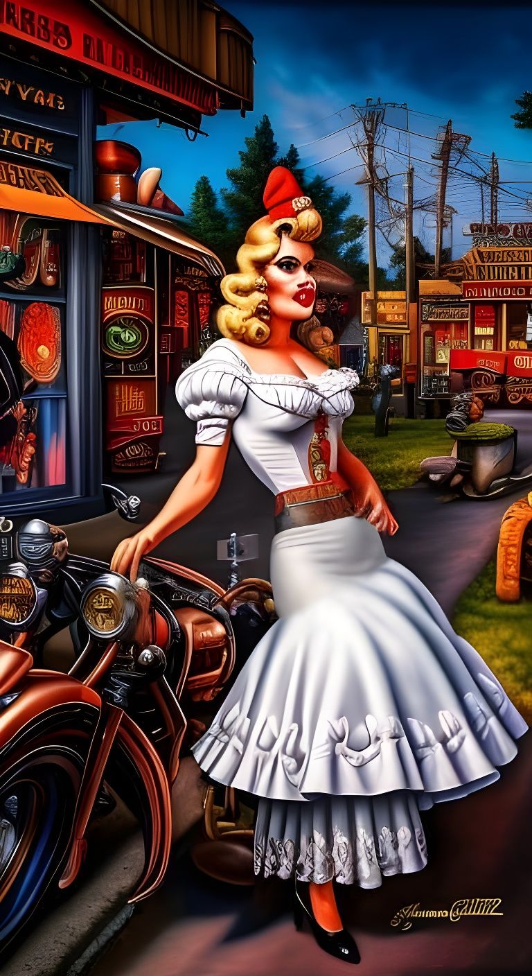 50's biker chick cartoon