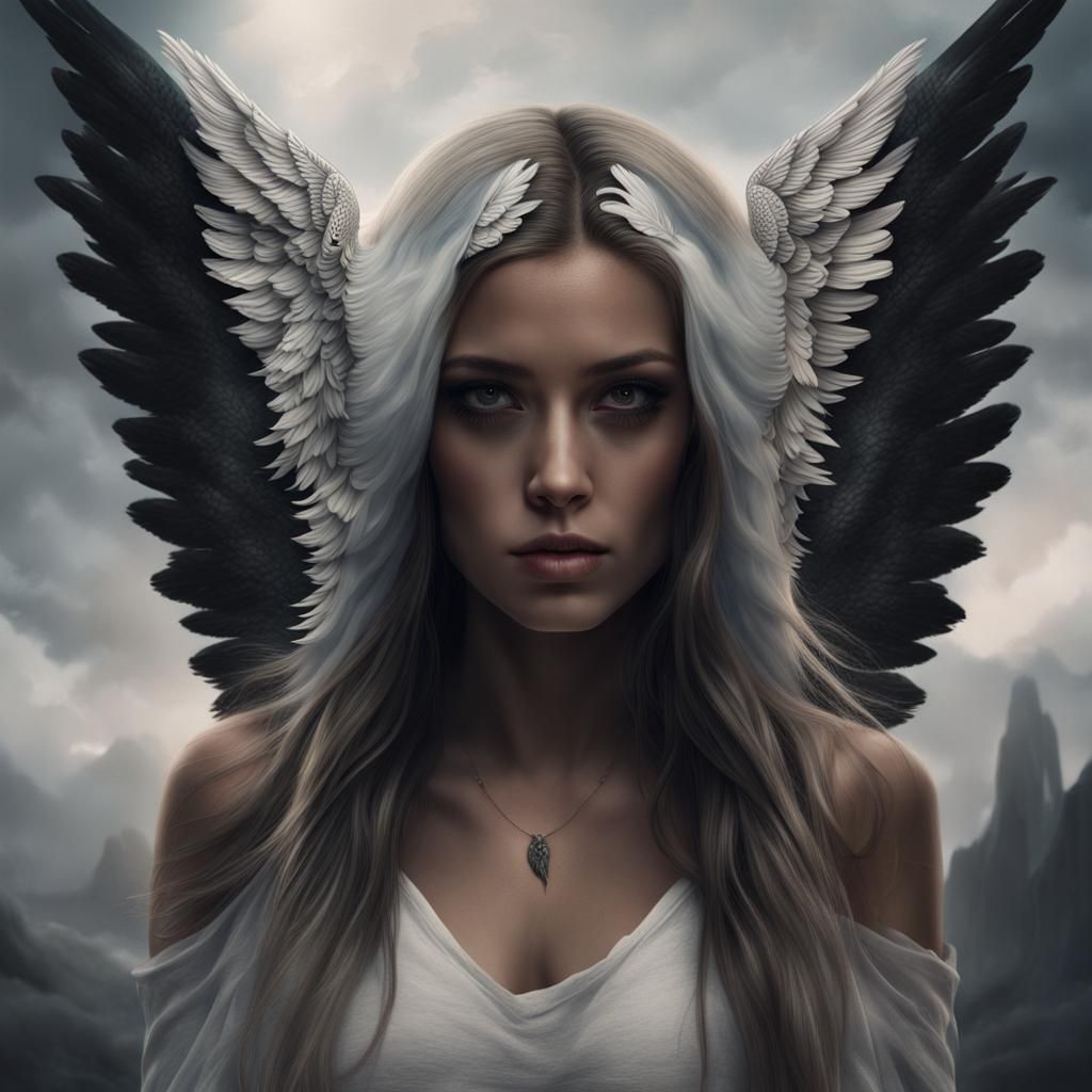 Angel Woman in Dramatic Digital Painting