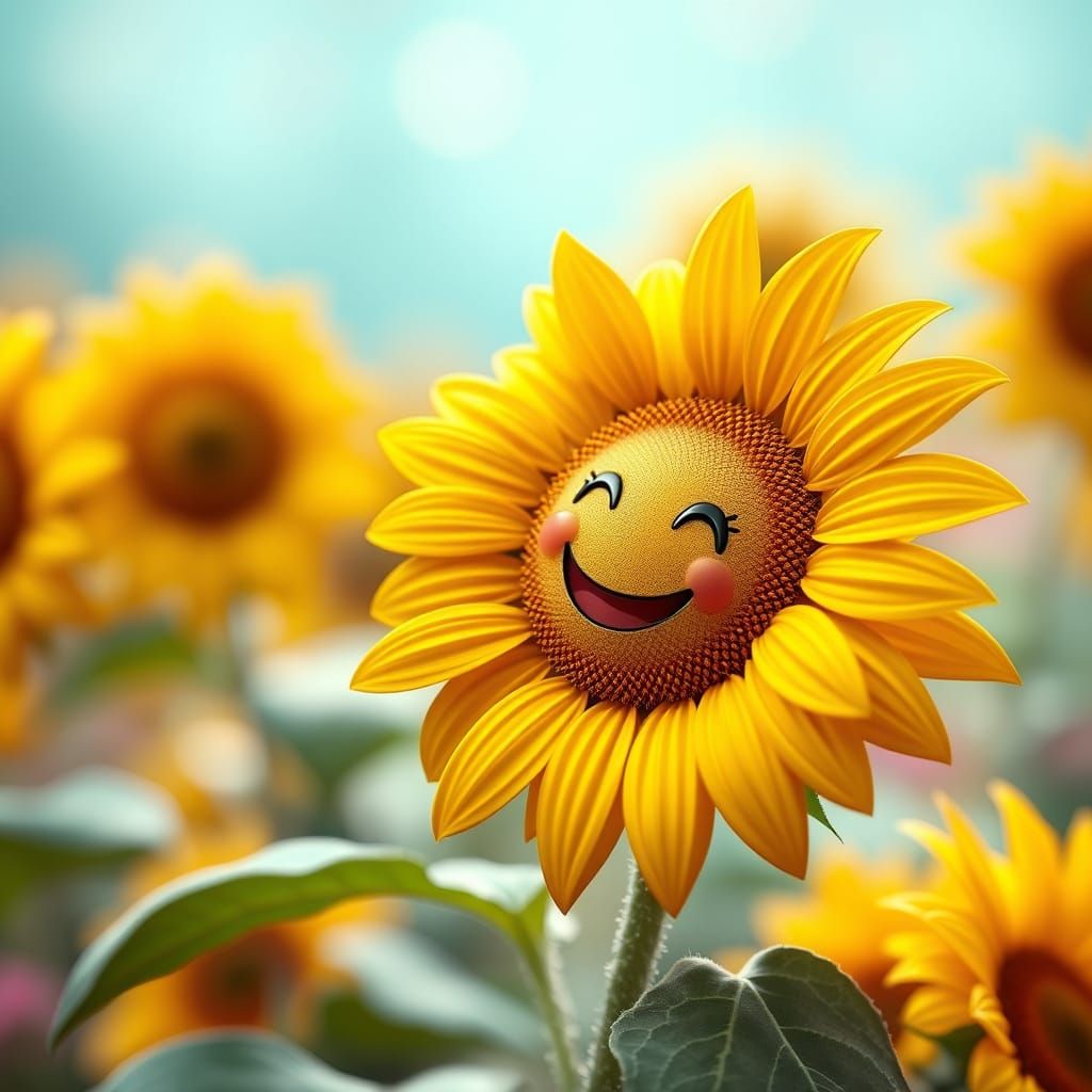 Vibrant Sunflower in Whimsical Candy Art Style