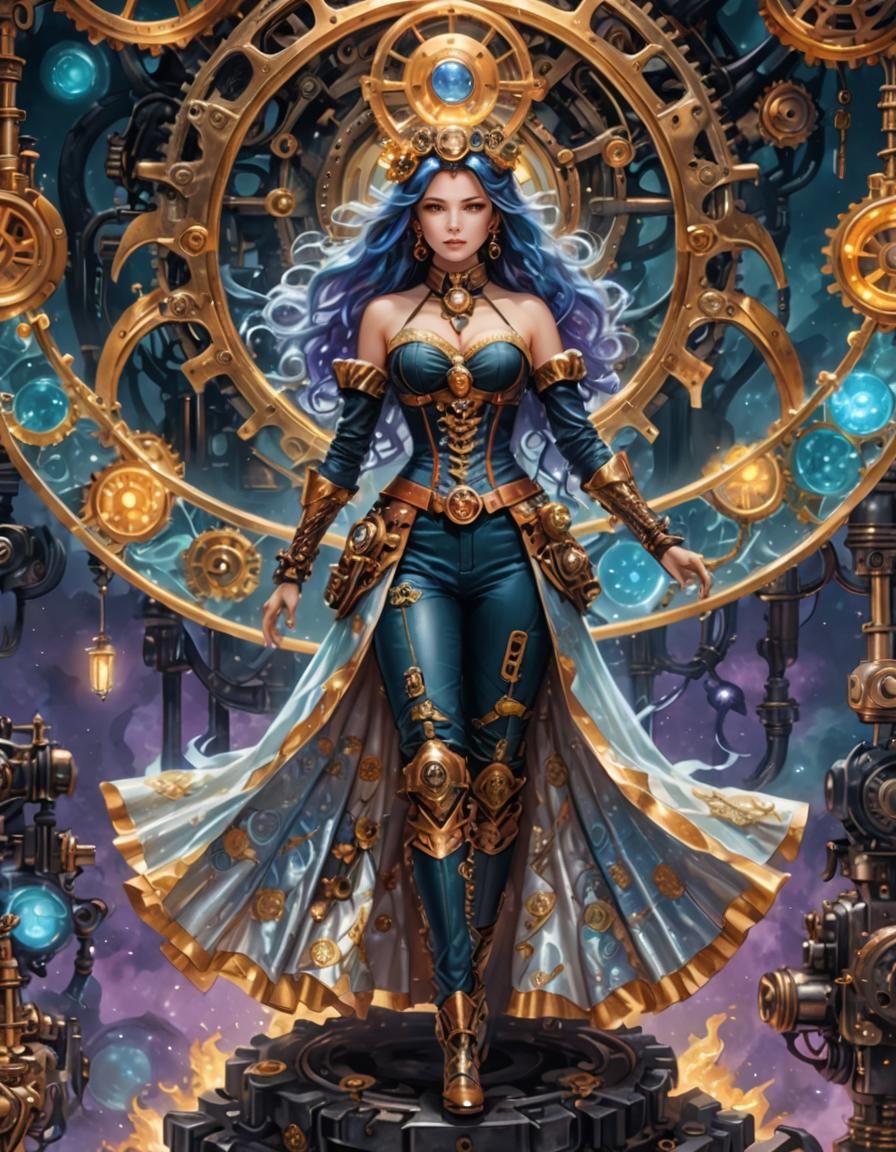 Surreal Dragon Girl with Robot Skeleton and Vibrant Slime Bo...