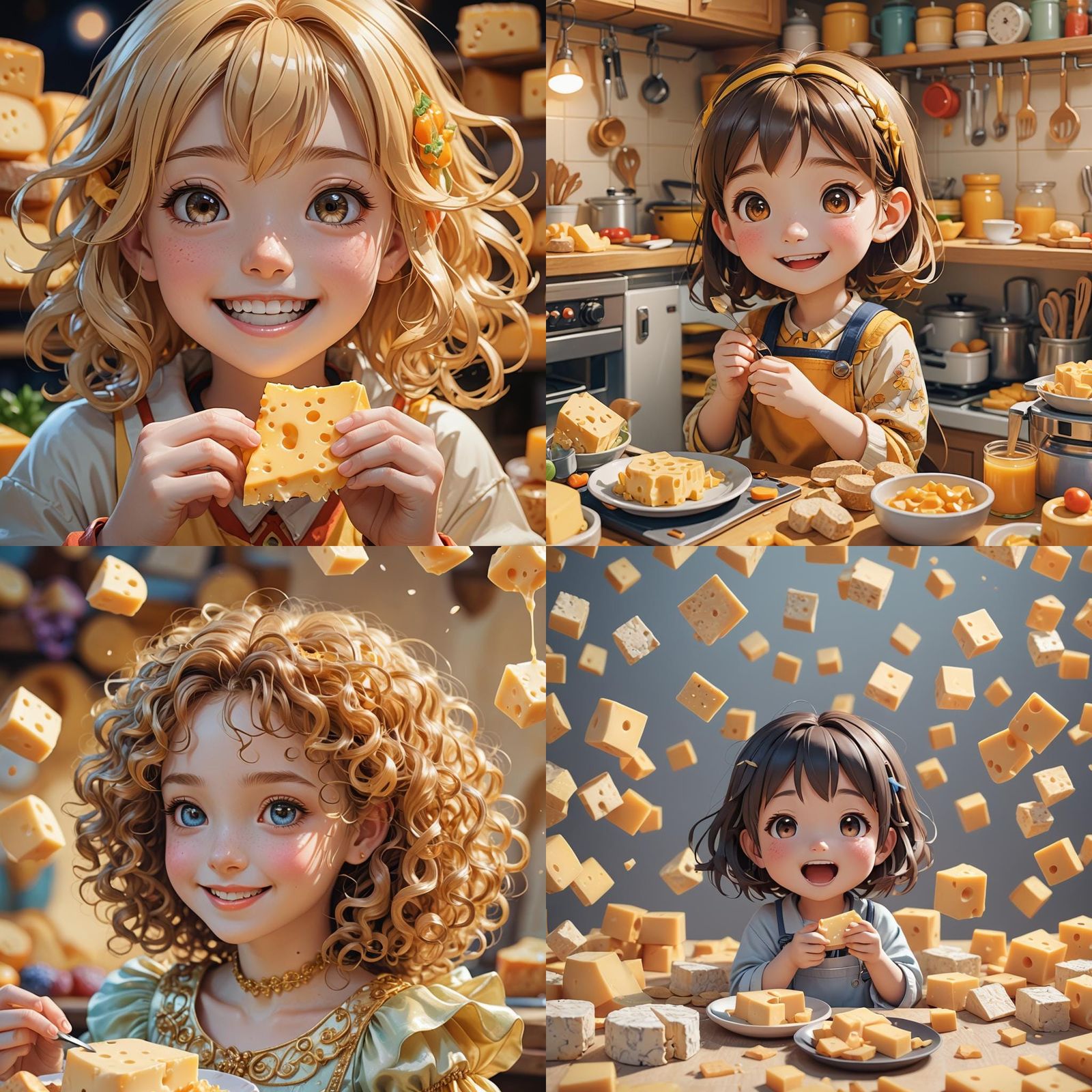 Tiny Anime Girl Relishes Large Piece of Cheese