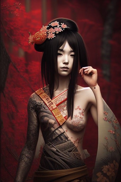 Elegant Geisha in Traditional Japanese Attire