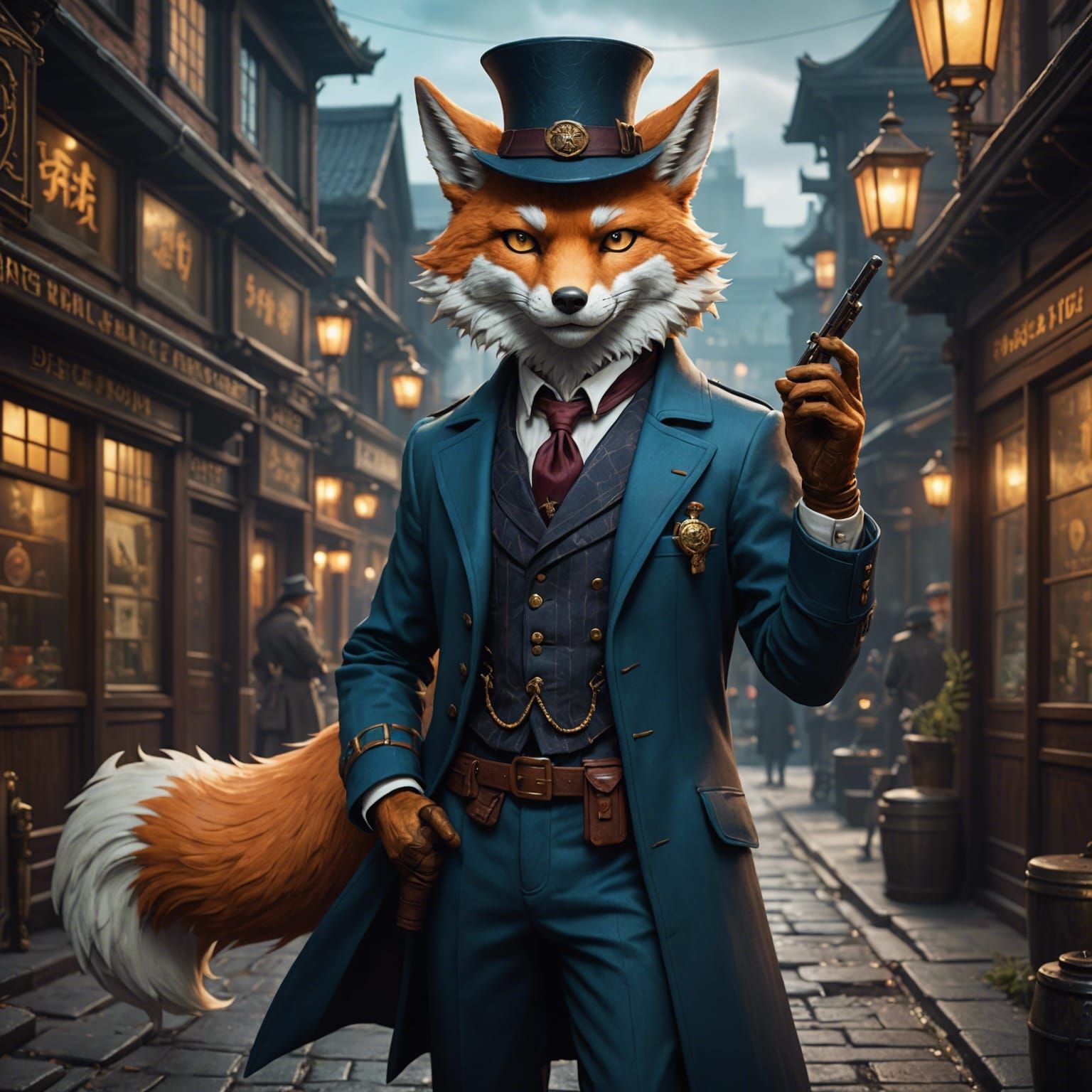 Mystical Fox Detective: Unreal Engine 5 Concept Art