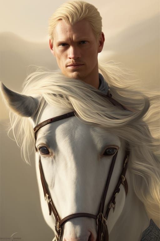 Elegant Portrait of Jaime Lannister on White Horse