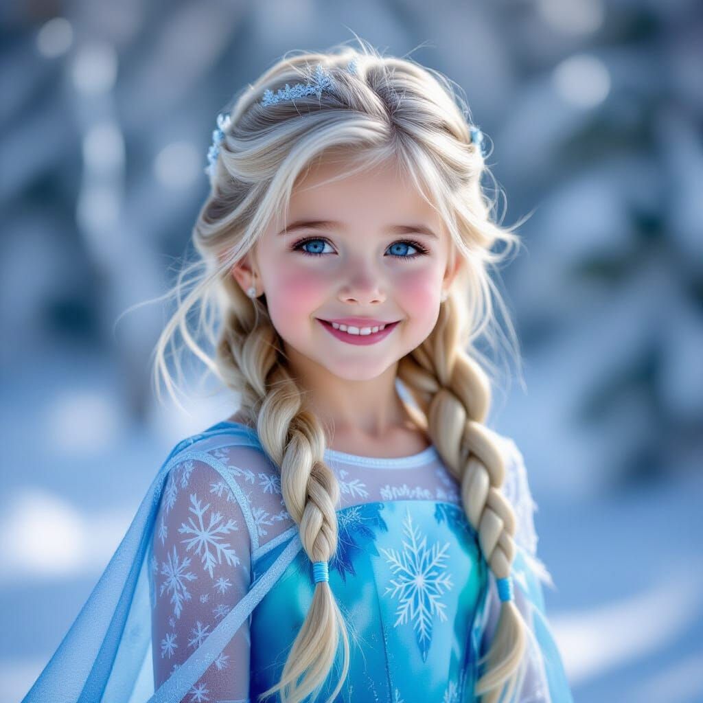 Photorealistic Portrait of a Girl as Queen Elsa