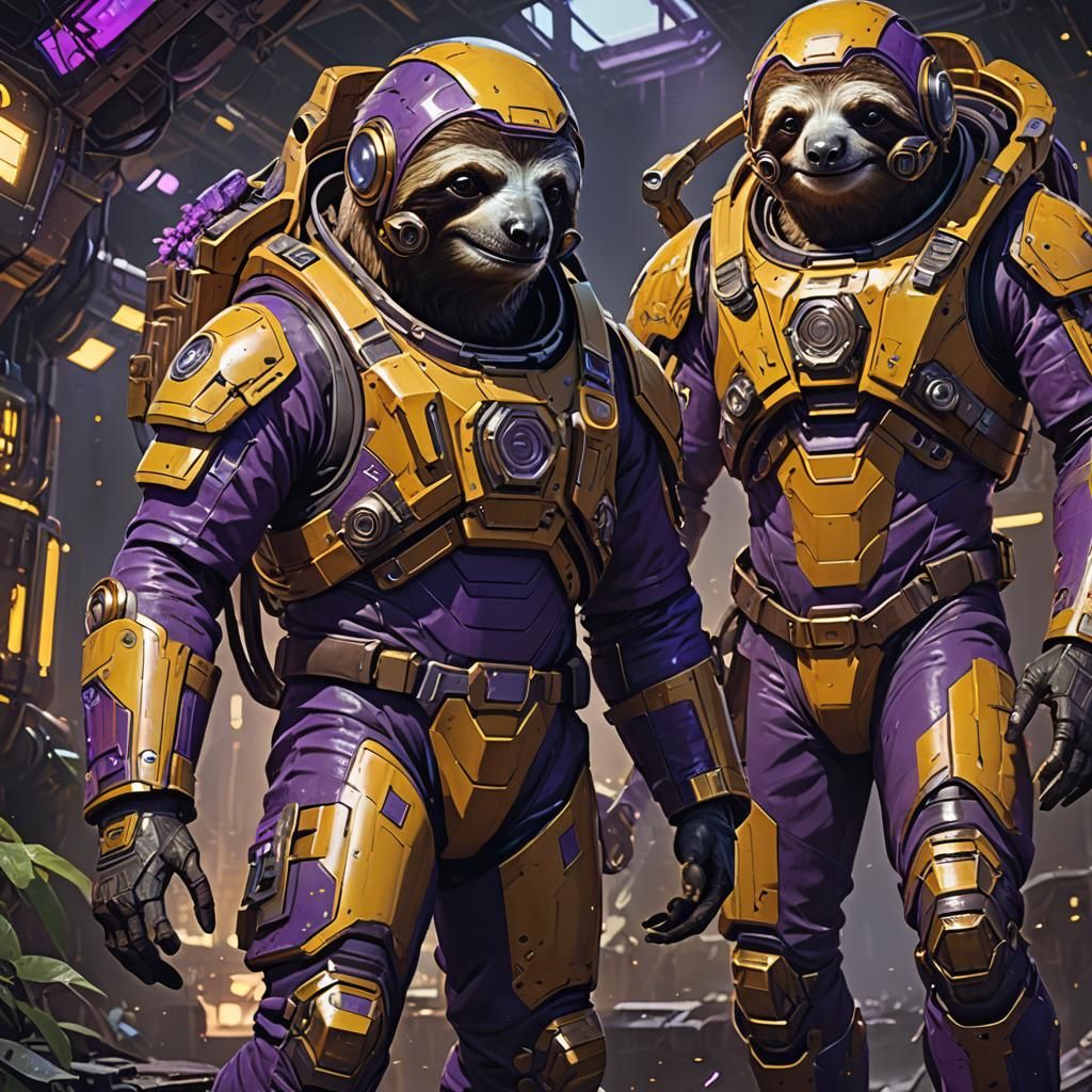 Surreal Sloth Space Heroes in Dark Fantasy Art