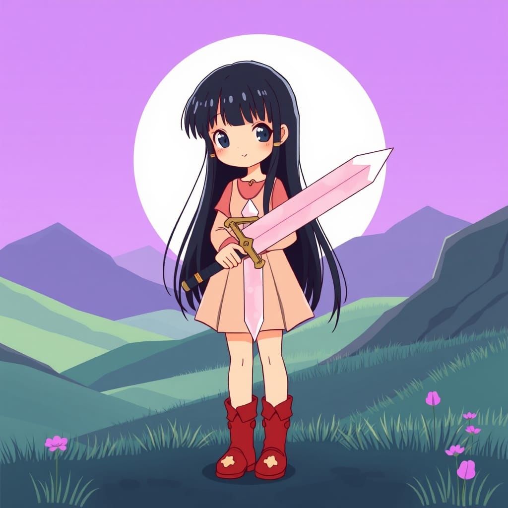 Surreal Young Warrior in a Dreamlike Valley