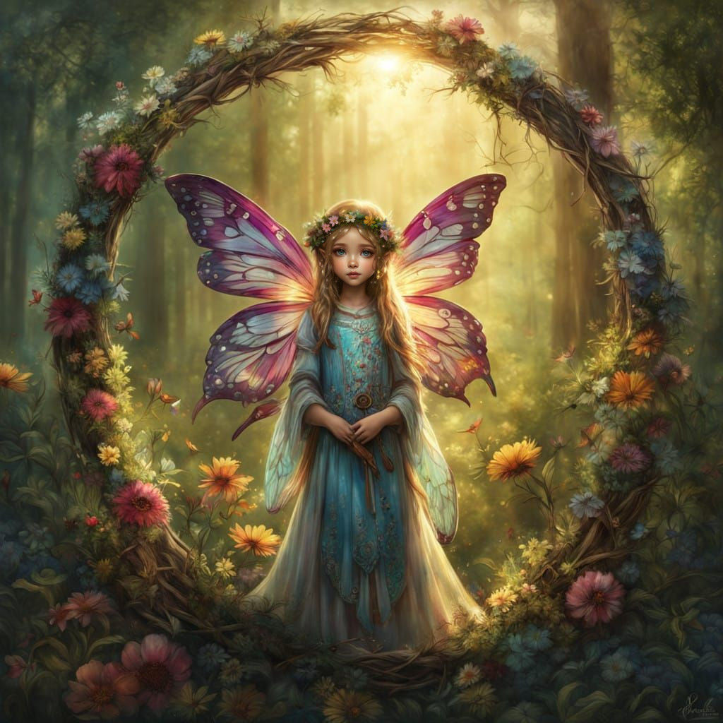 Whimsical Woodland Fairy in a Sunlit Meadow