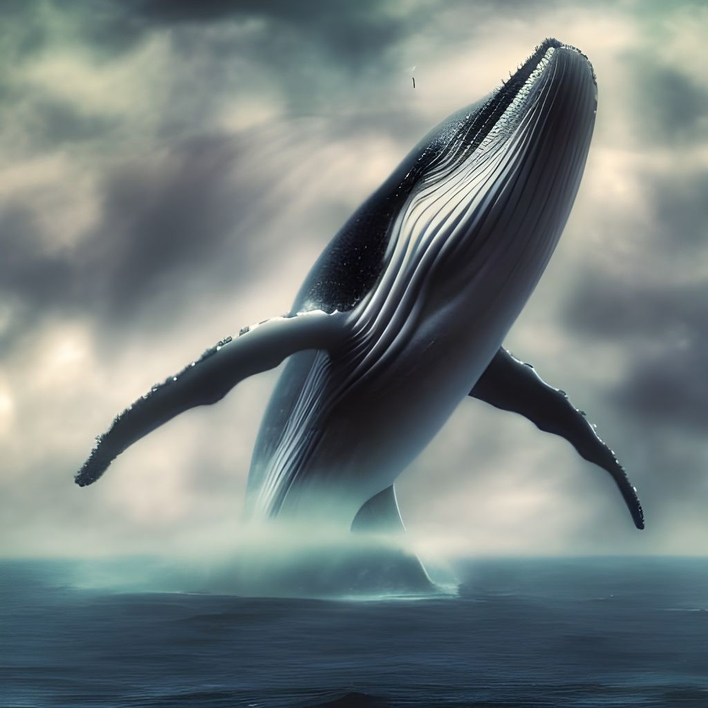 Majestic Whale Flies Through Storm Clouds
