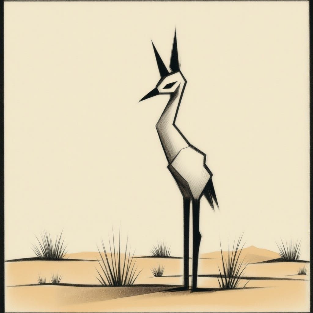 Fennec Fox in Minimalist Desert Landscape