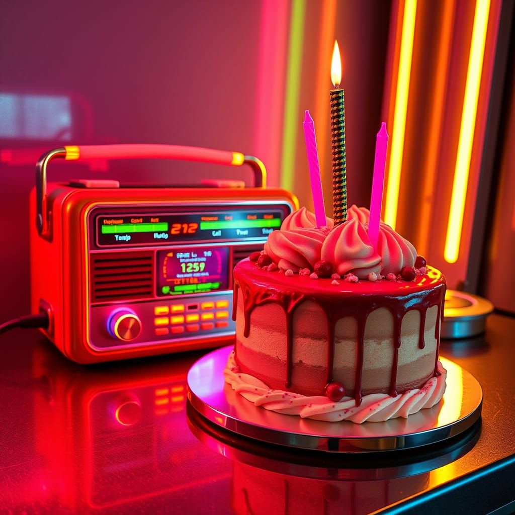 Synthwave Radio and Cake in Dystopian Future