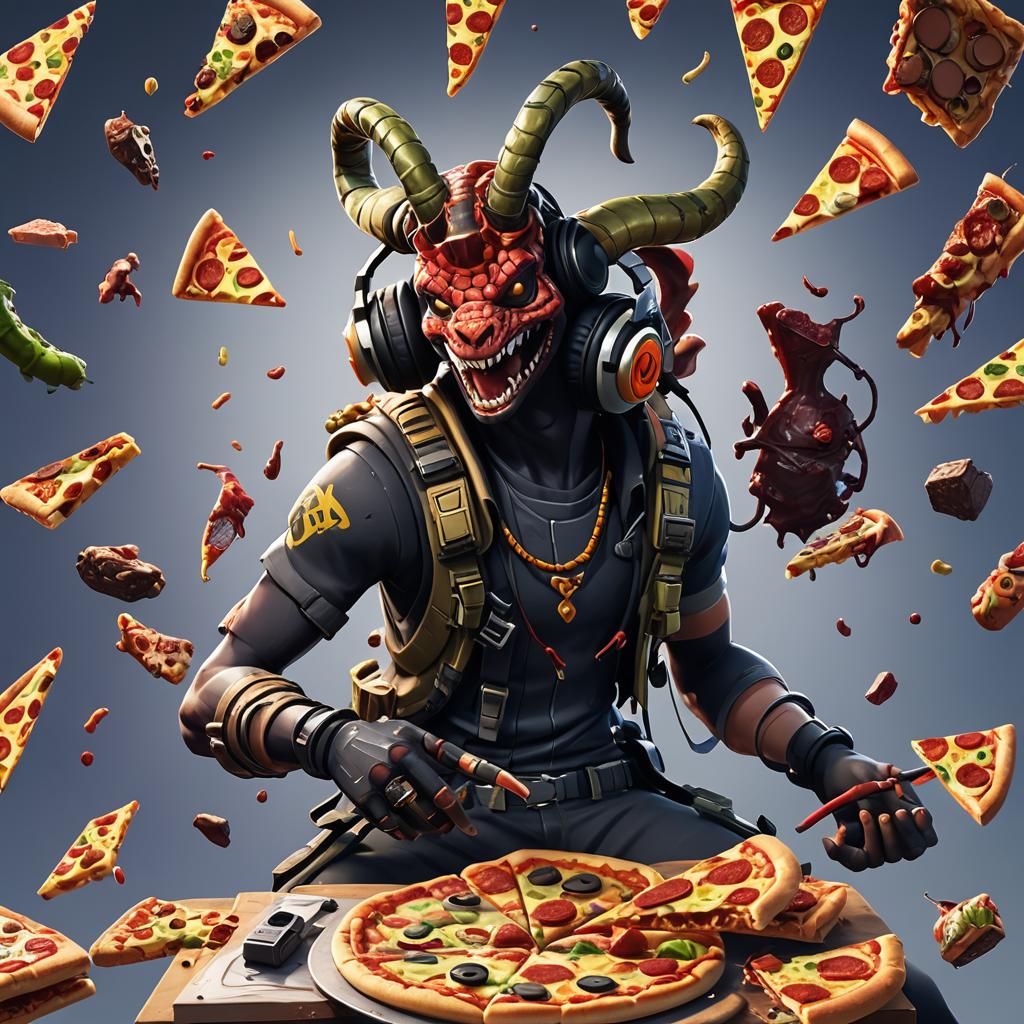 Mythical Snake Warrior in Epic Feast Scene