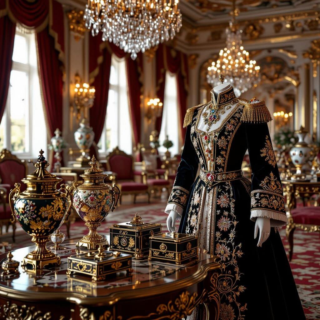 Russian Tsarist Chambers Opulent Decor Hyperrealistic Style