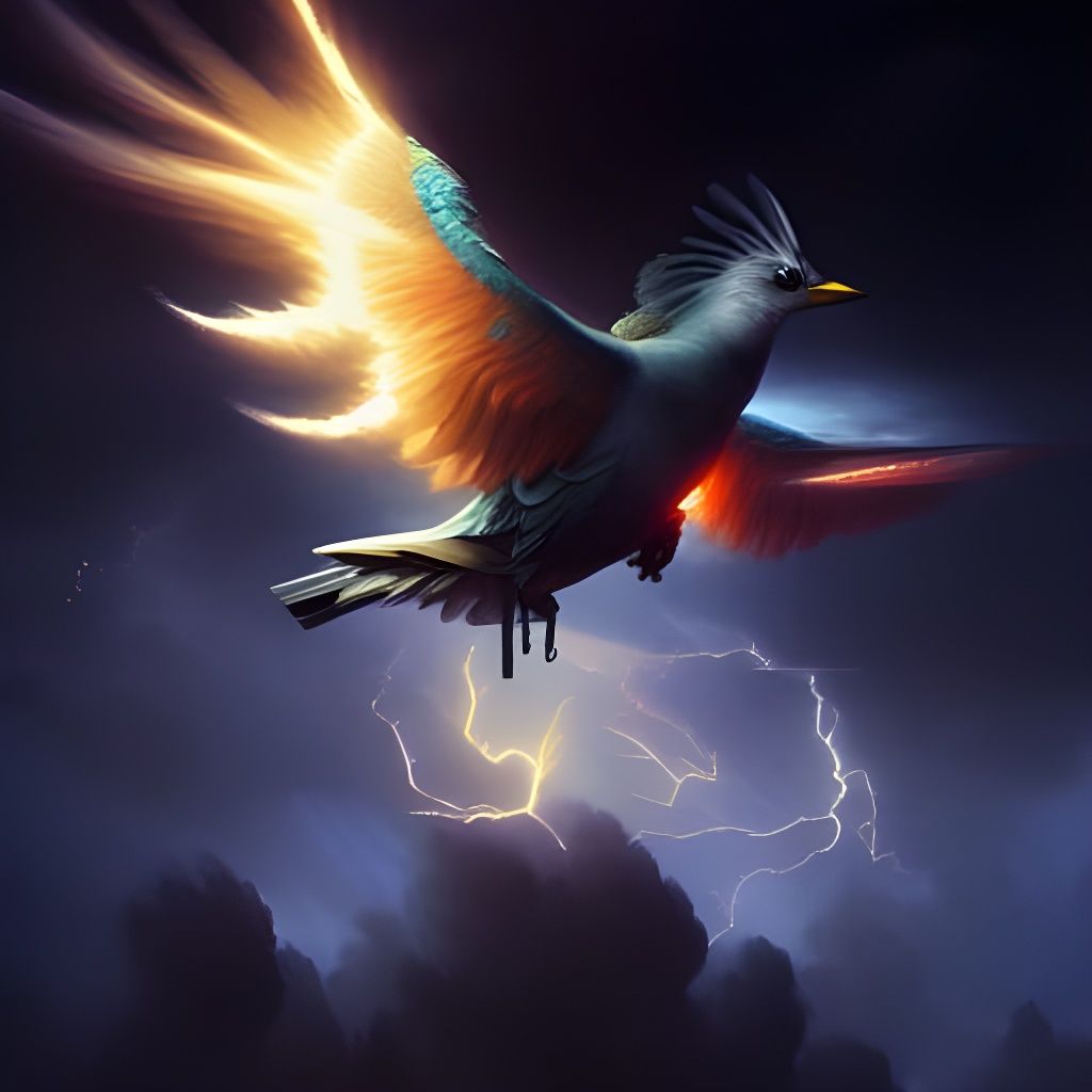 Dark Fantasy Storm Bird Takes Flight
