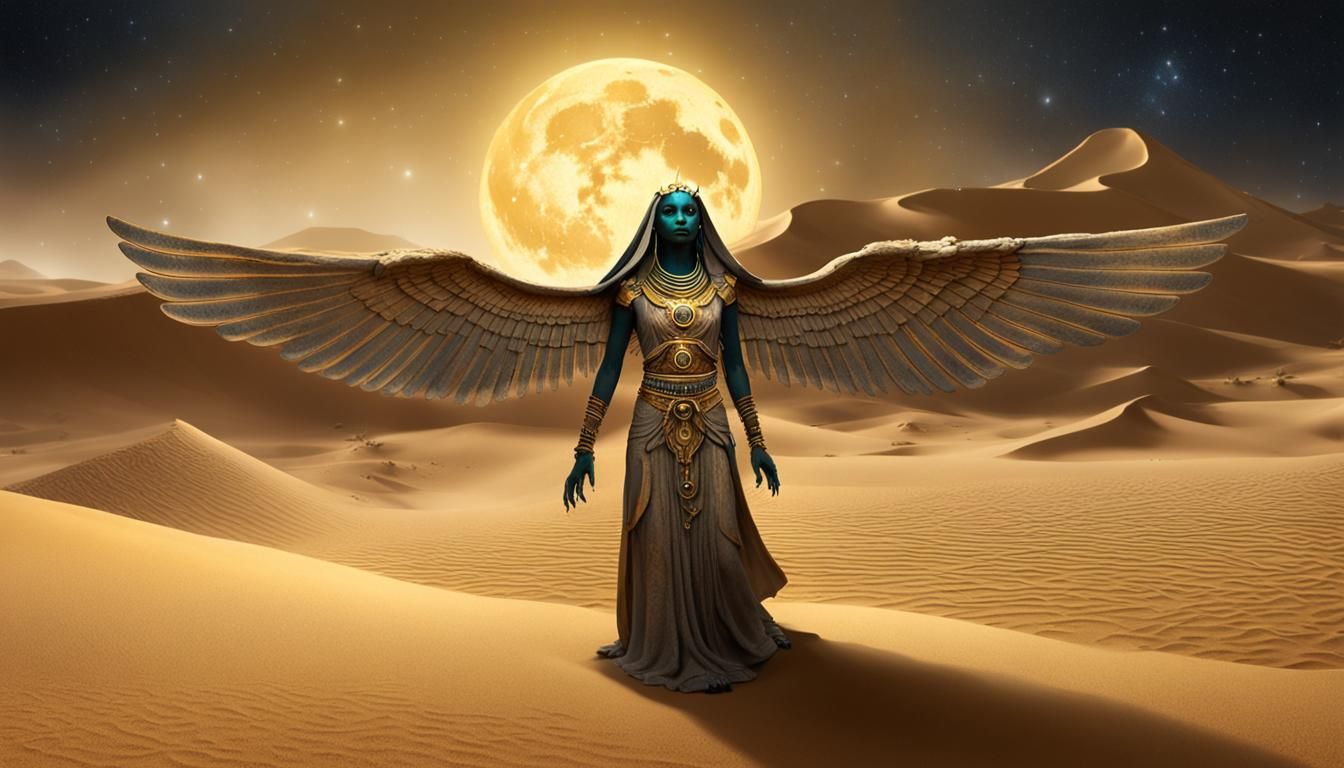 Golden Sphinx of the Moonlit Desert