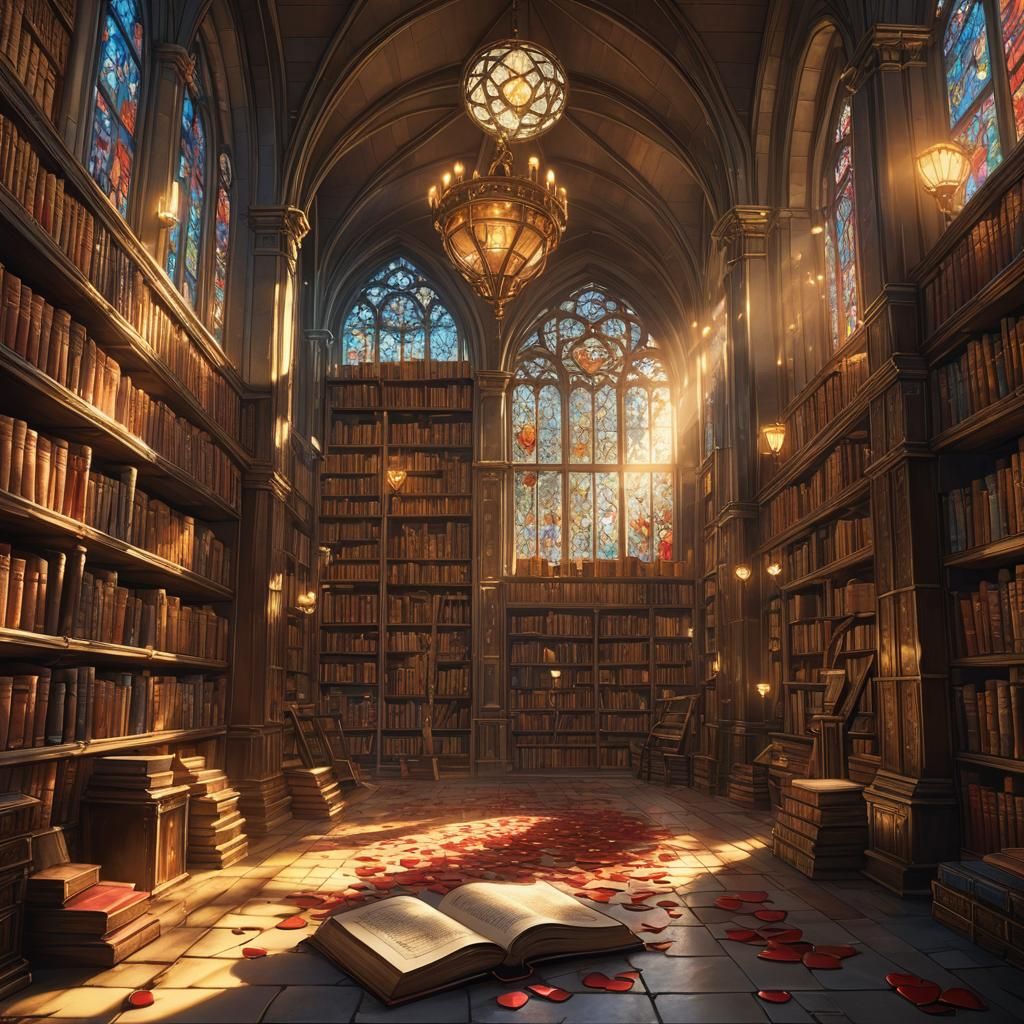 Mystical Library of Golden Hearts
