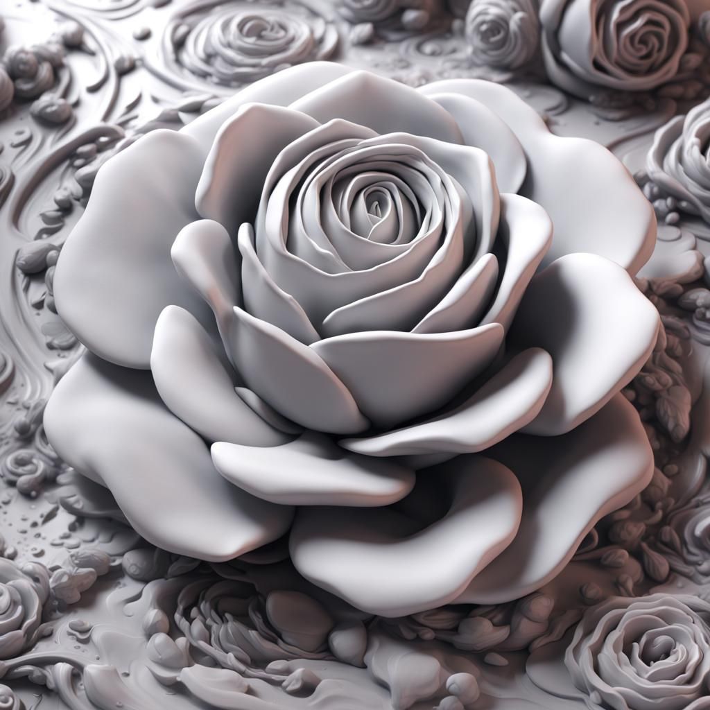 Modern Clay white Pottery blooming black large sized rose