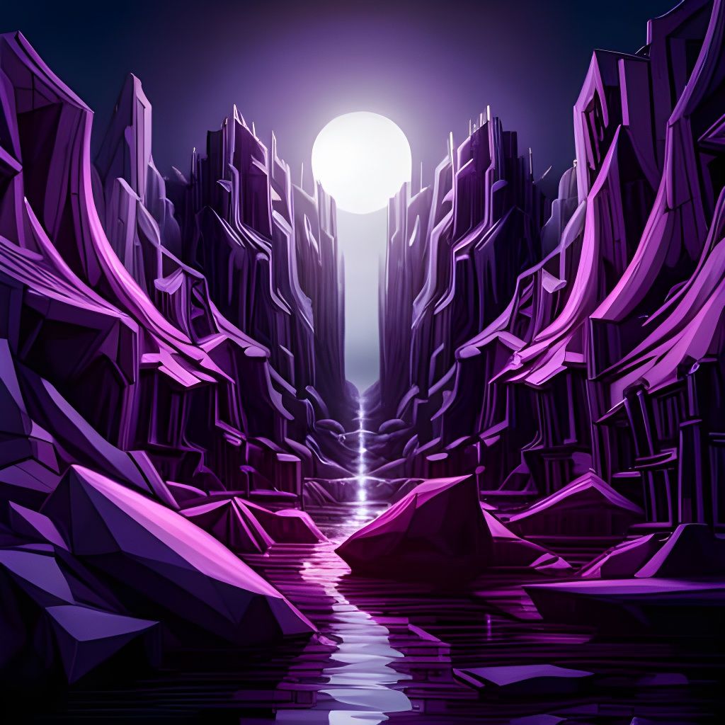 Surrealistic Masterpiece of Dark, Glowing Crystals