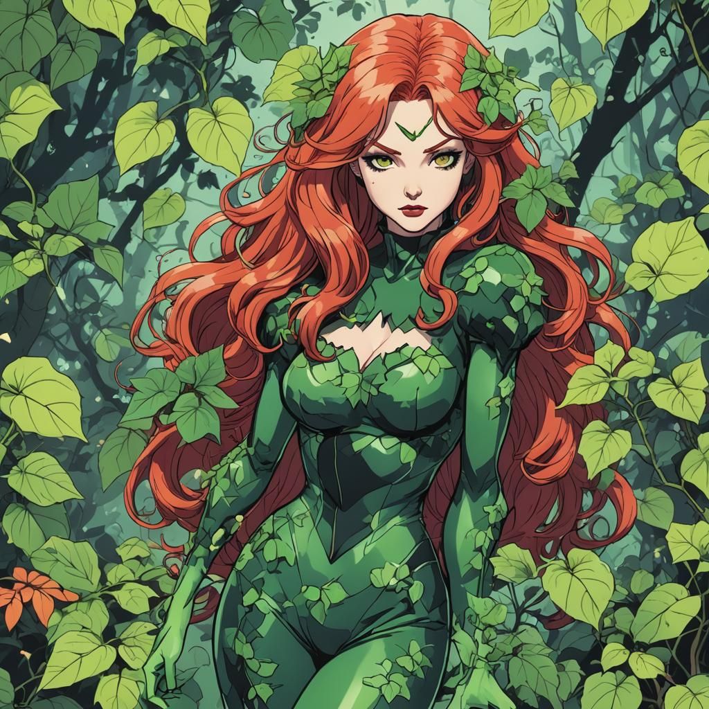 Poison Ivy in 80’s anime style