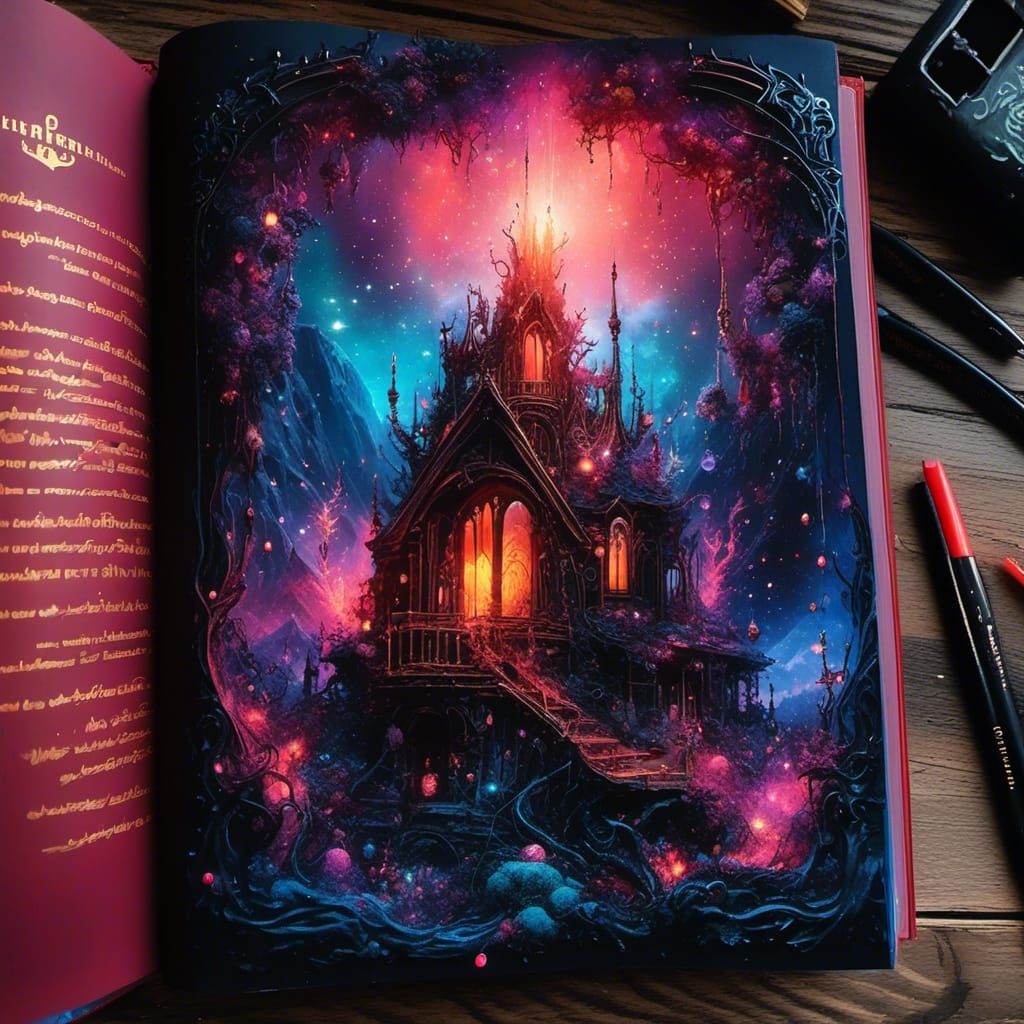 Surreal Midnight Scene in a Dreamlike Fantasy World