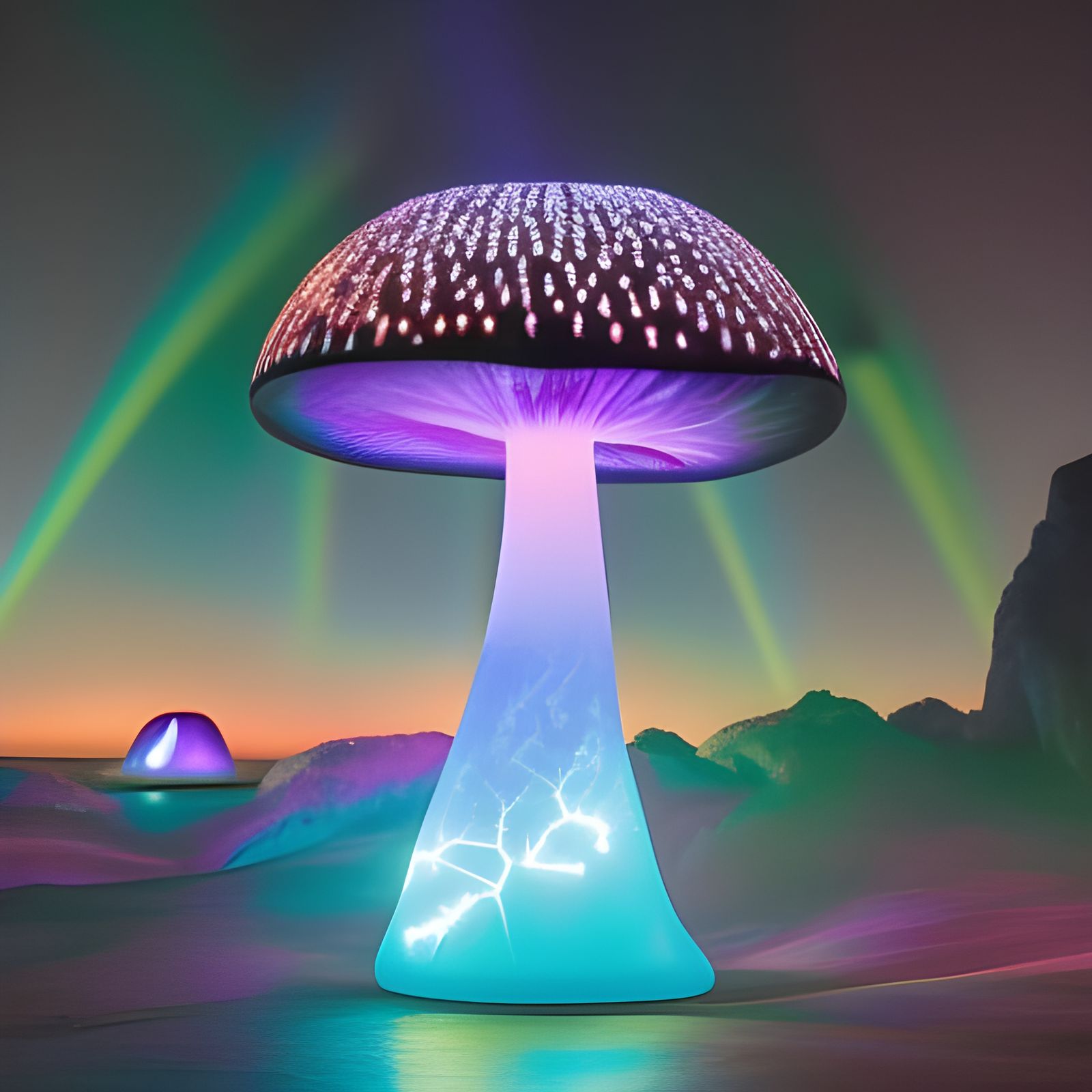 Enchanting Bioluminescent Mushroom in a Dreamlike Style