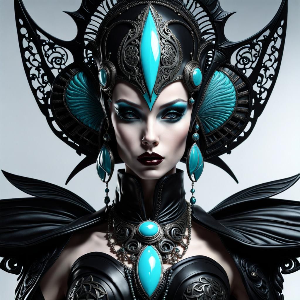 Gothic Vampire Mistress in Elegant Black Attire