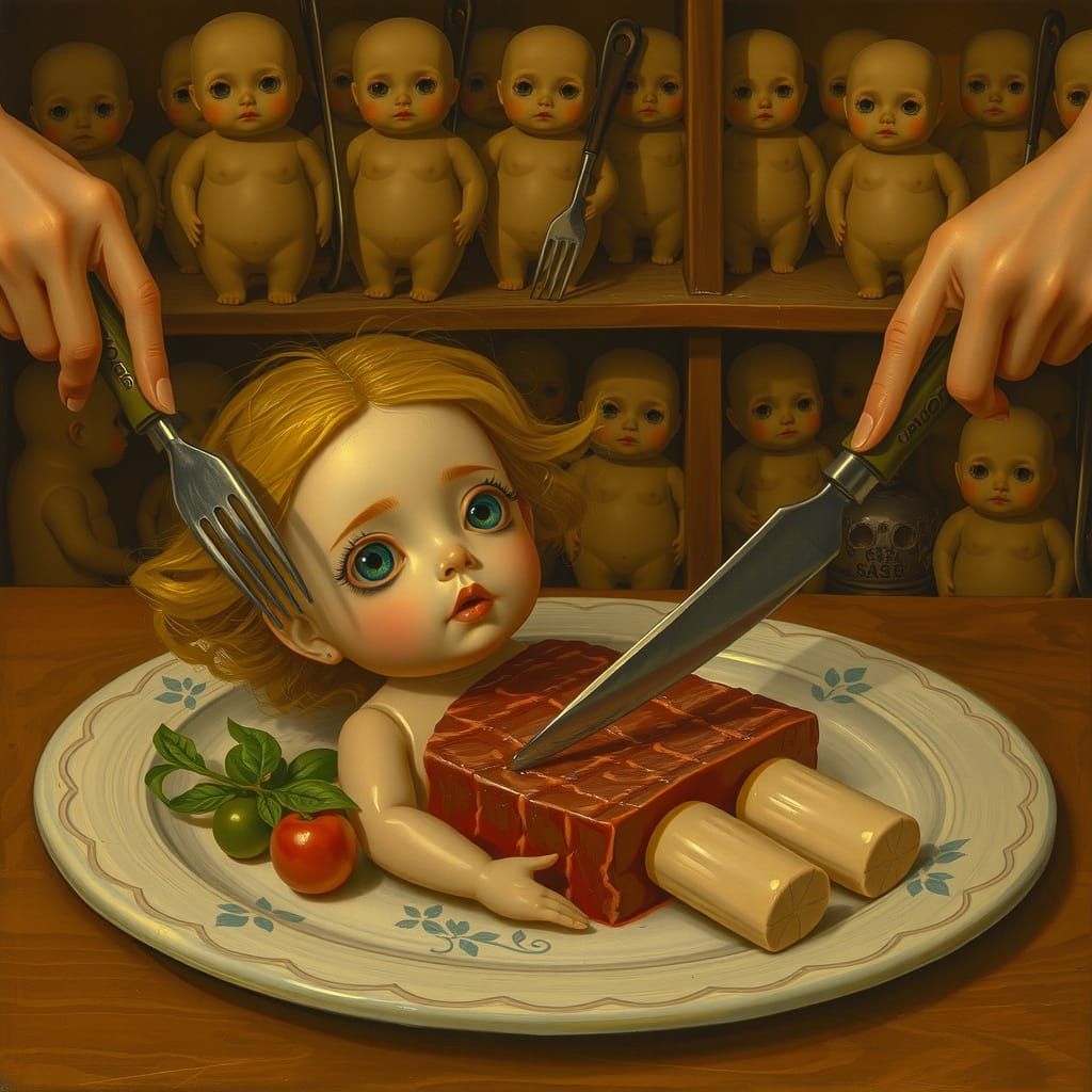 Pop Surrealist Doll Feast Inspired by Mark Ryden