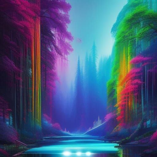 Vibrant Cyberpunk Cityscape in Perfect Composition