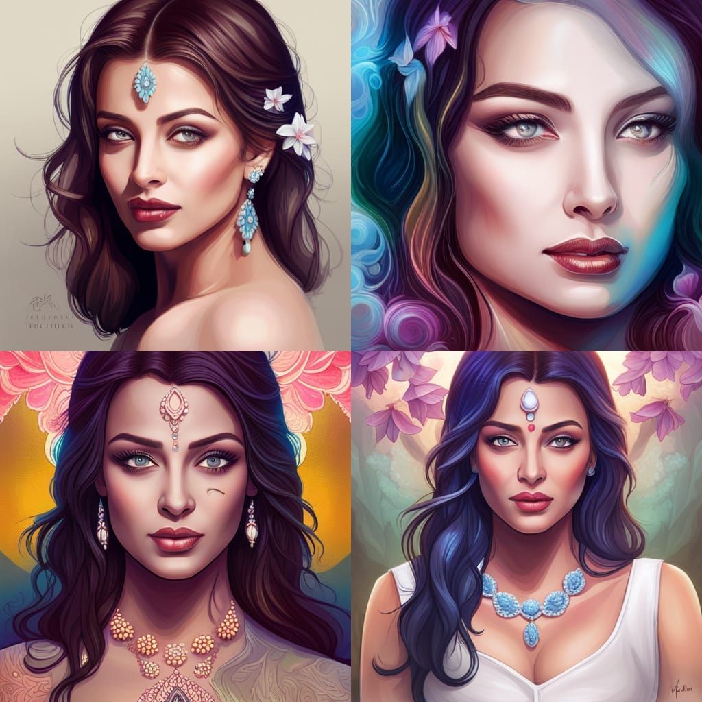Ethereal Flower Goddess Portrait in Vibrant Triadic Colors