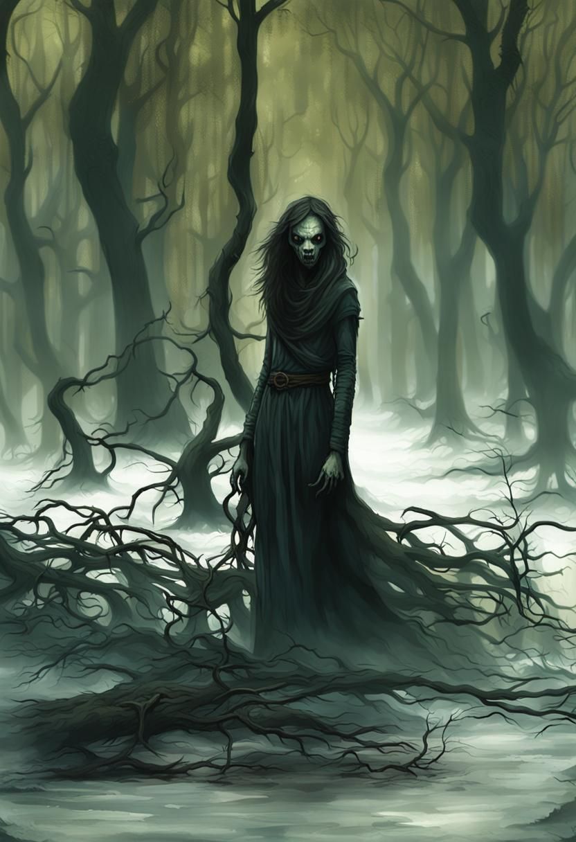 Dark Fantasy Forest with Undead Creatures