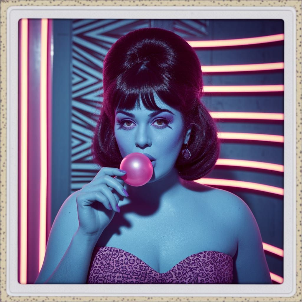 1980s Popstar in Neon Vintage Polaroid