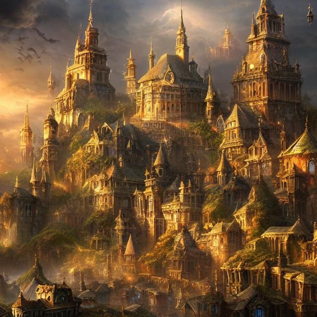 Epic Fairy Town Digital Matte Painting
