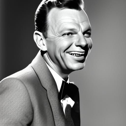 Iconic Singer Frank Sinatra in Black and White Portrait