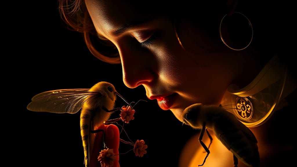 Chiaroscuro Portrait of Birds and Bees