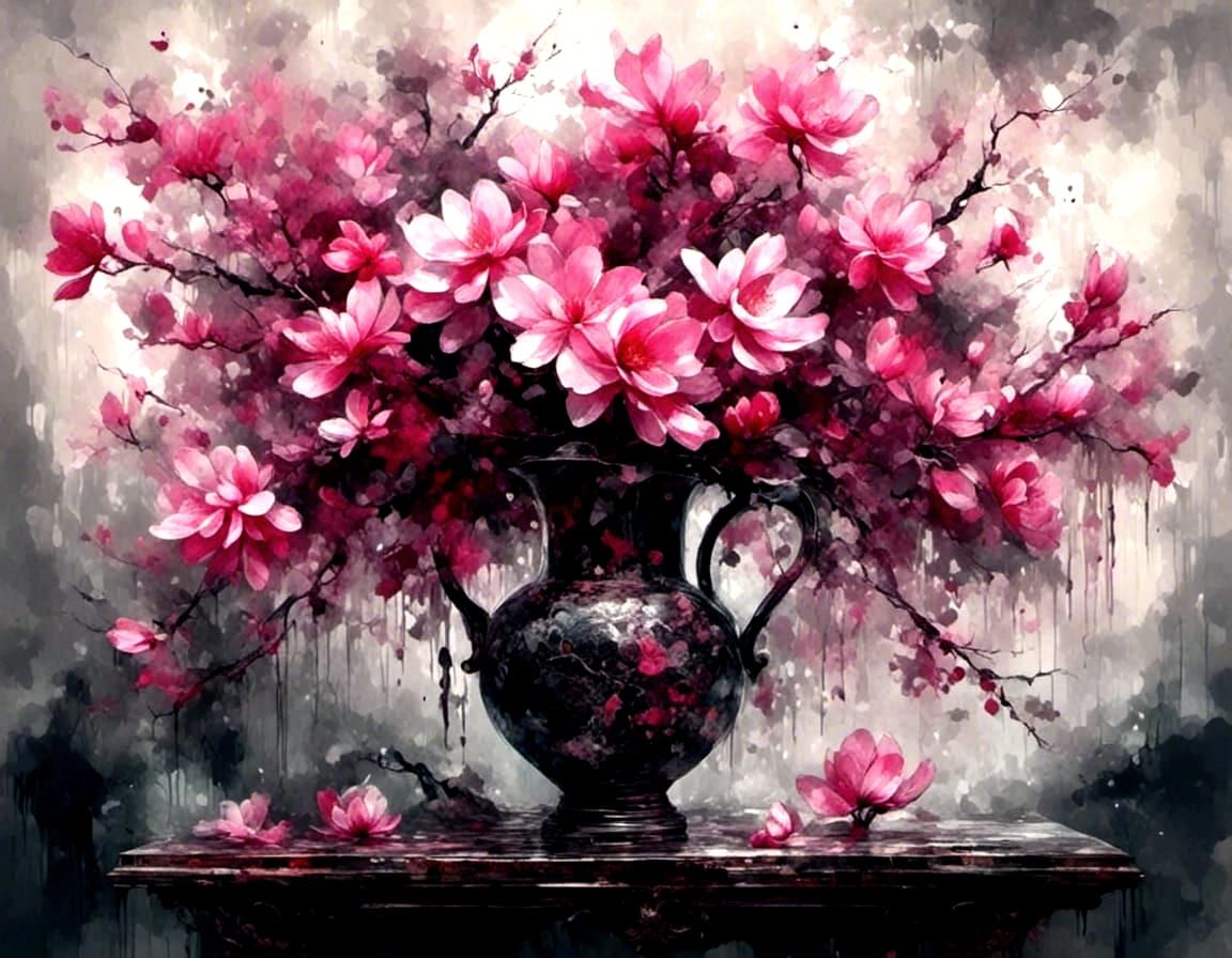 magnolie in a glass vase