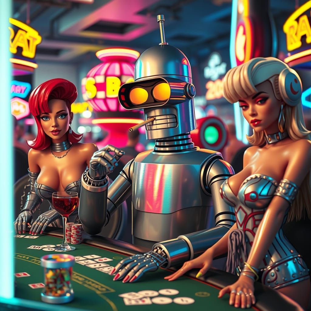 Bender Plays Blackjack in a Neon Theme Park