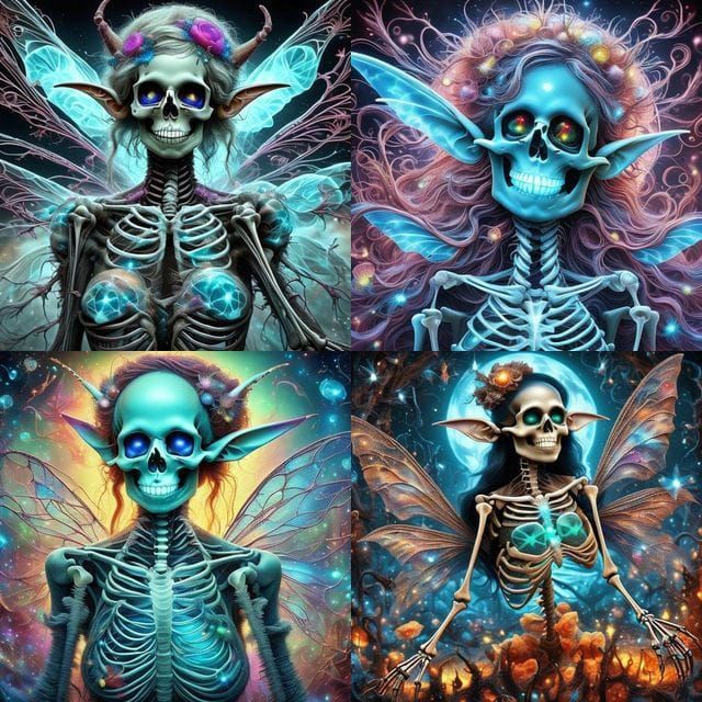 Ethereal Neon Elf Woman Singing in Spectral X-Ray