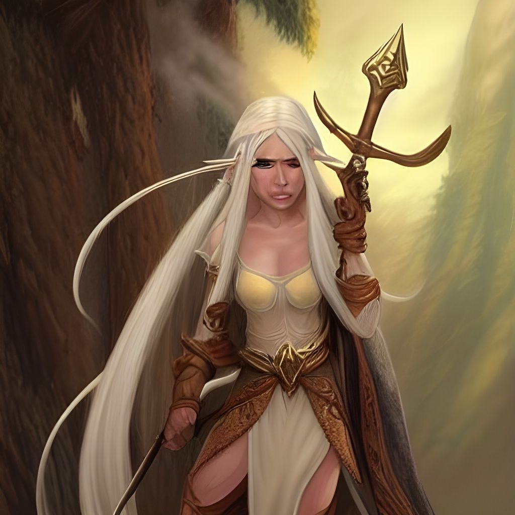 Ethereal Elf Maiden Wields a Crumbling Sword