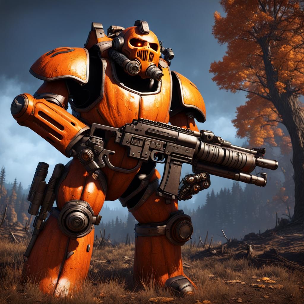 Fallout Power Armor Haunting Jack-o-Lantern in Vivid Detail