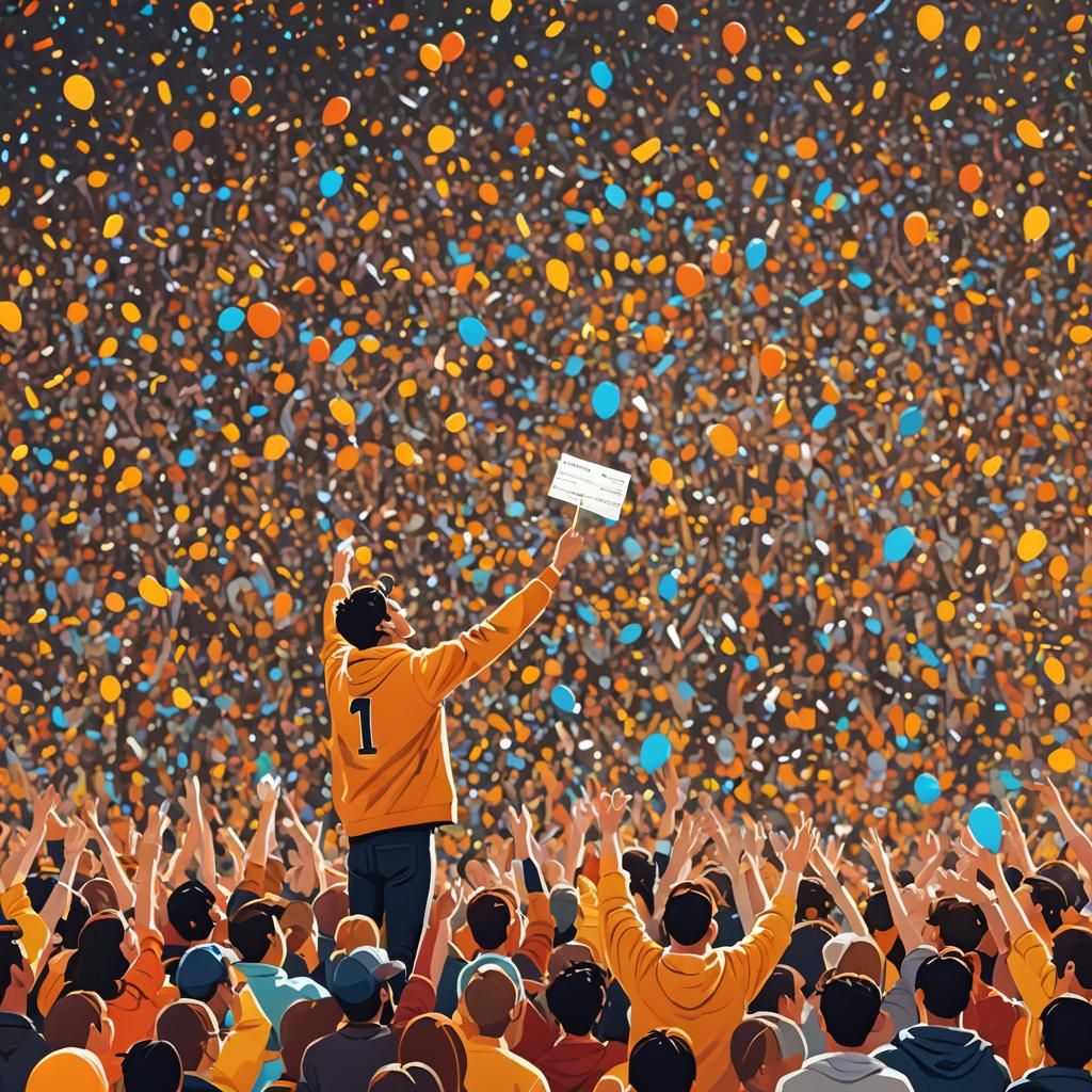 Joyous Stadium Celebration in Vibrant Digital Art