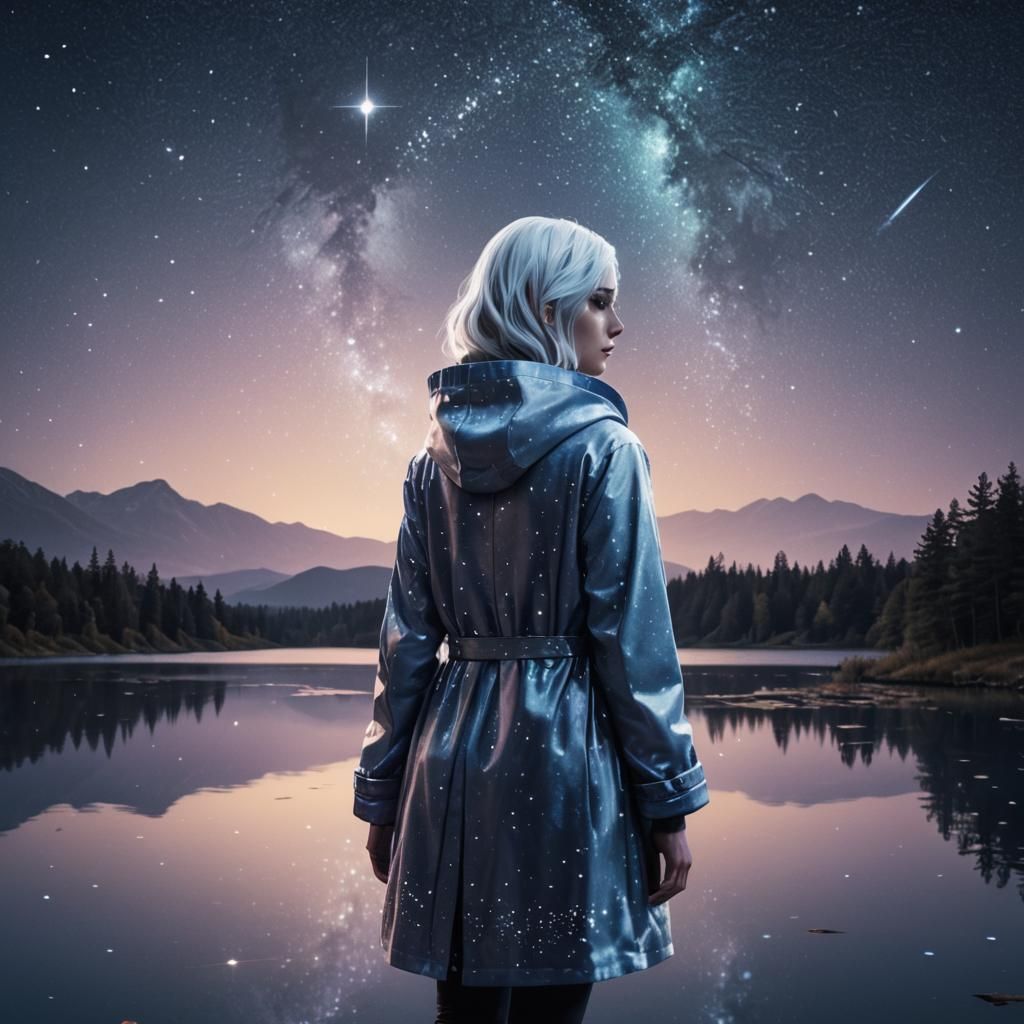 Surreal Fantasy Portrait beneath Twinkling Starlight